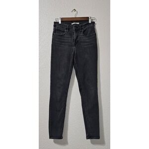 Levi Strauss 721 Women's Jeans Size 27/30 Black Wash High Rise Skinny Stretch